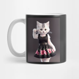 Cat with flower dress - Modern digital art Mug